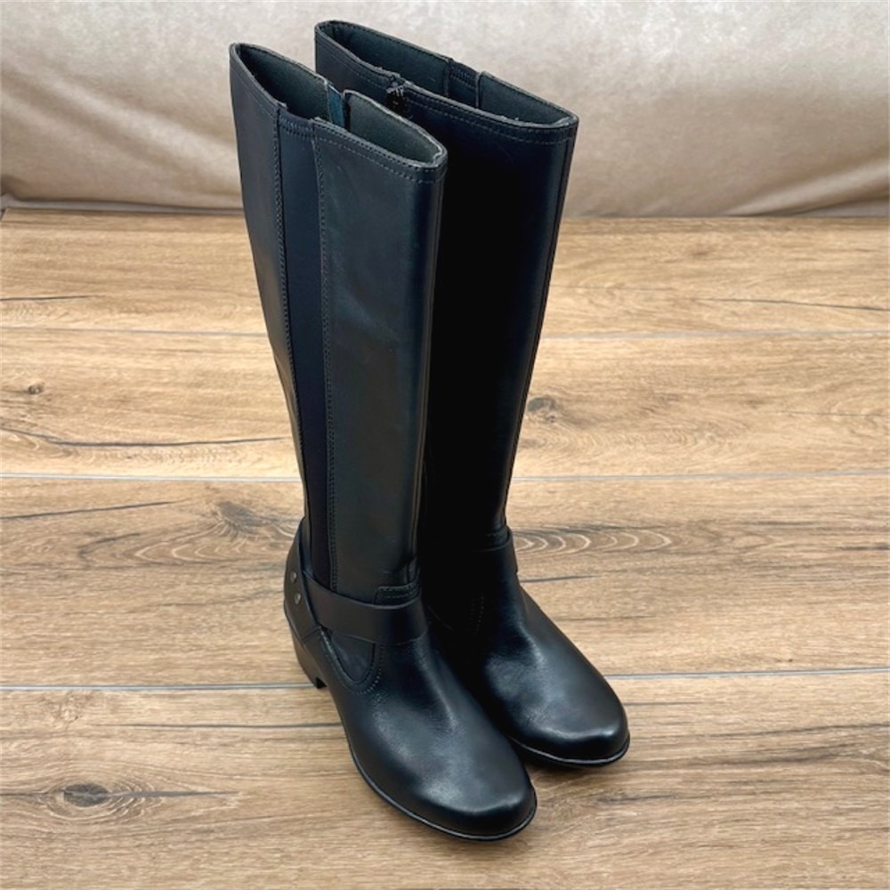 Clarks Malia Willo Women's Size 5 Black Leather Knee High Riding Boots Nwot
